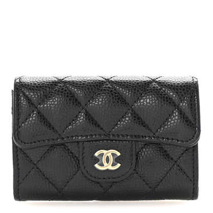 Chanel Caviar Quilted Flap Card Holder Wallet Black 1 of 9