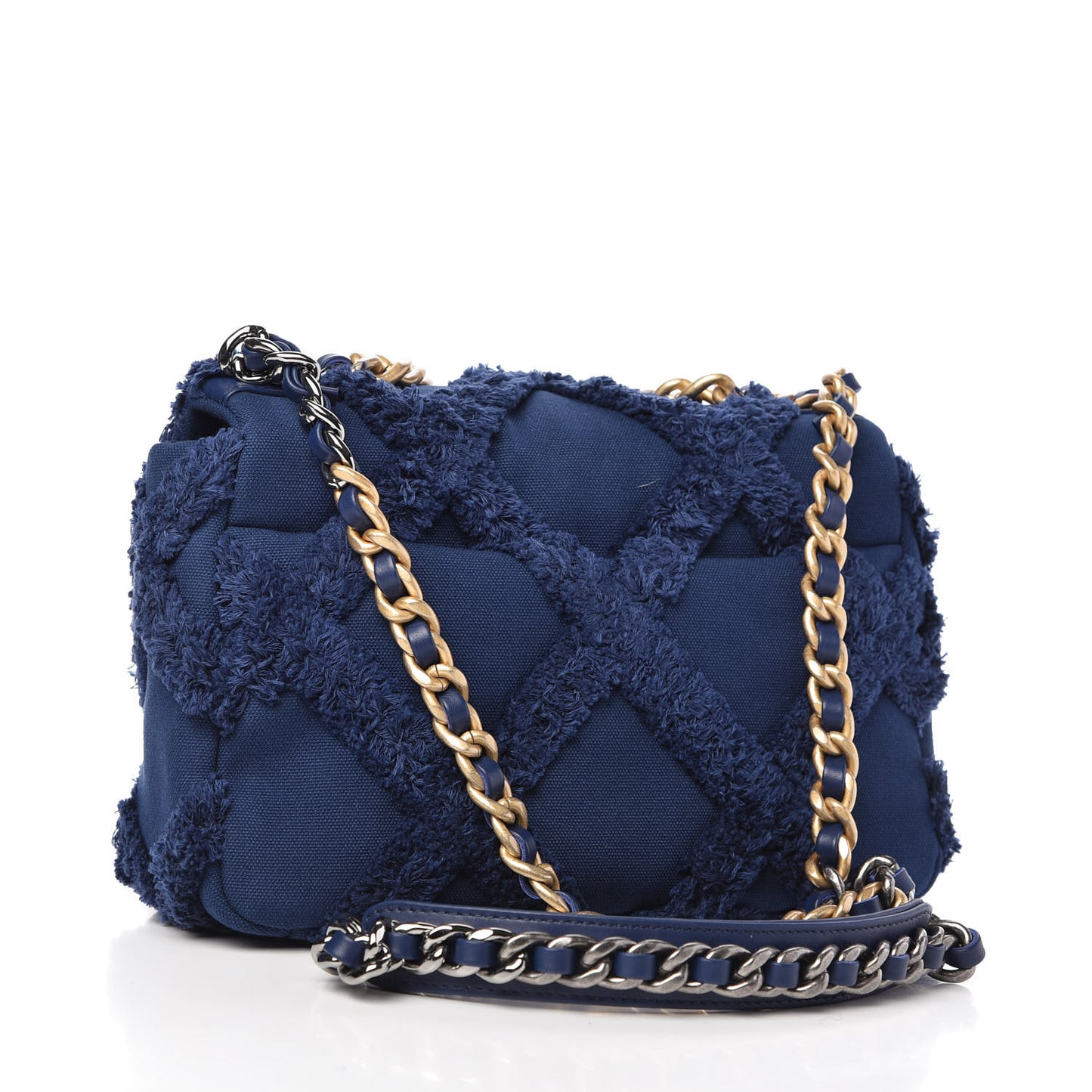 Canvas Quilted Medium Chanel 19 Flap Blue
