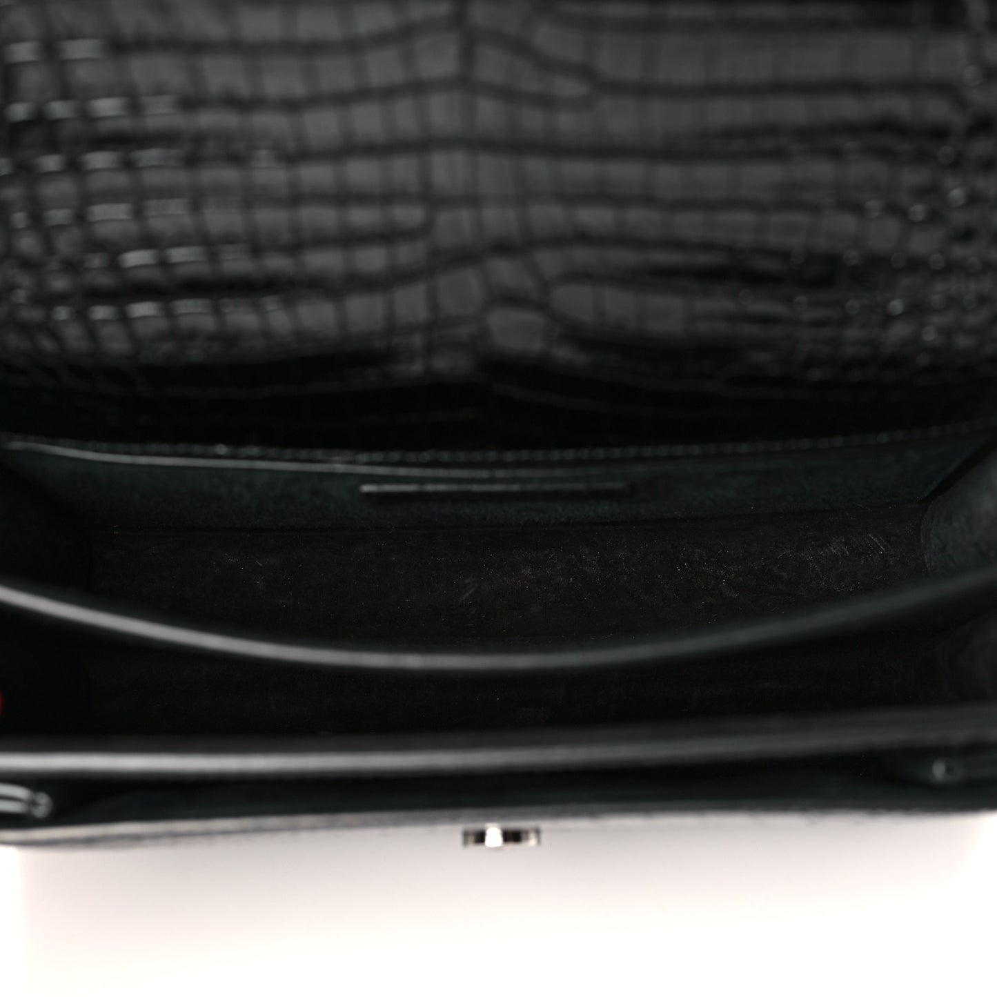 Calfskin Crocodile Embossed Medium Monochrome Monogram Sunset Black