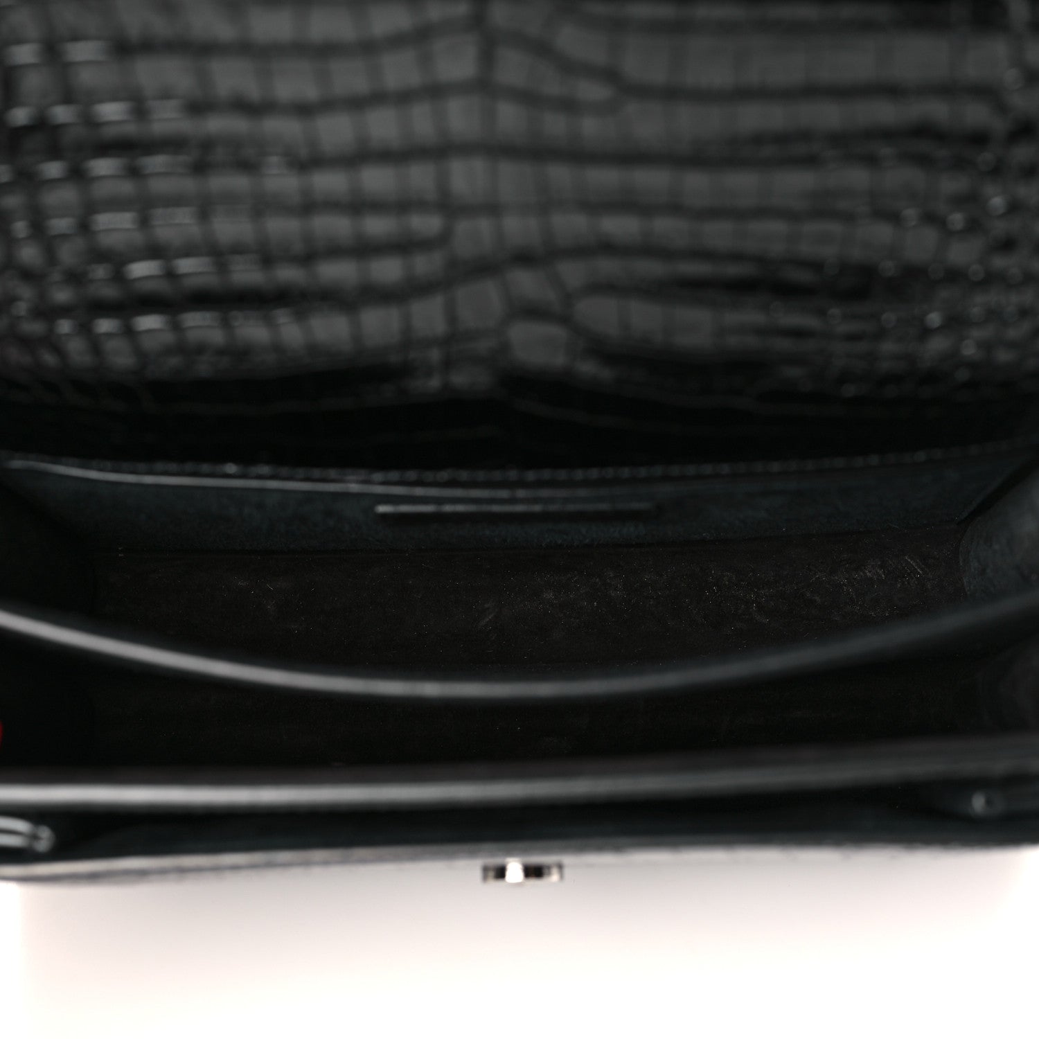 Saint Laurent Calfskin Crocodile Embossed Medium Monochrome Monogram Sunset Black 5 of 9