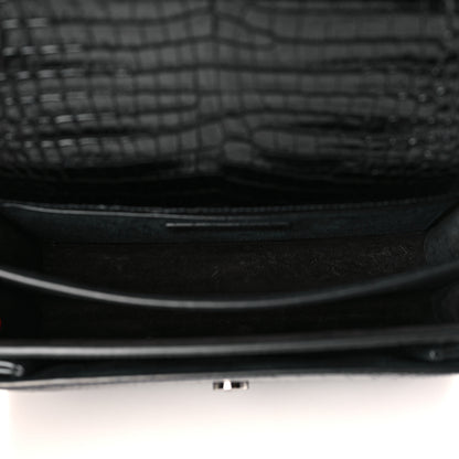 Saint Laurent Calfskin Crocodile Embossed Medium Monochrome Monogram Sunset Black 5 of 9