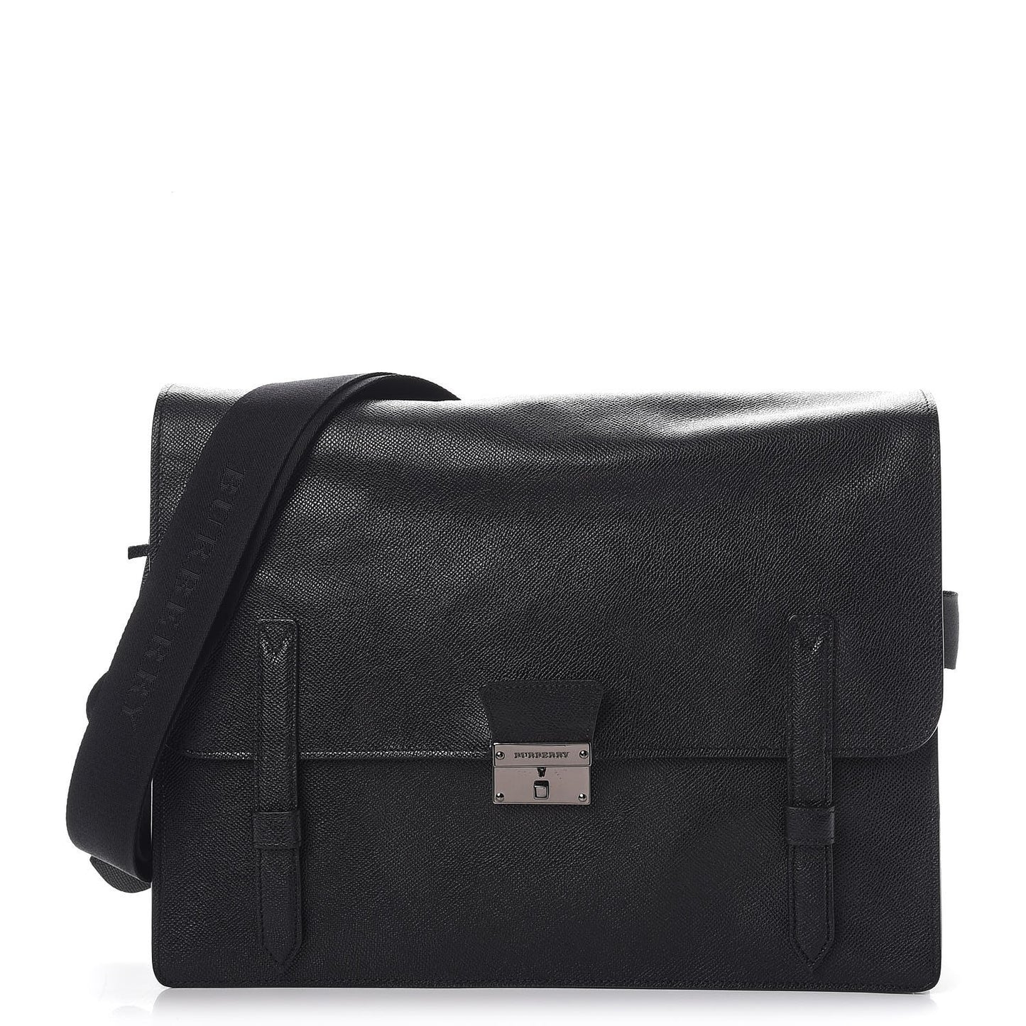 London Grainy Calfskin Rivendale Messenger Bag Black