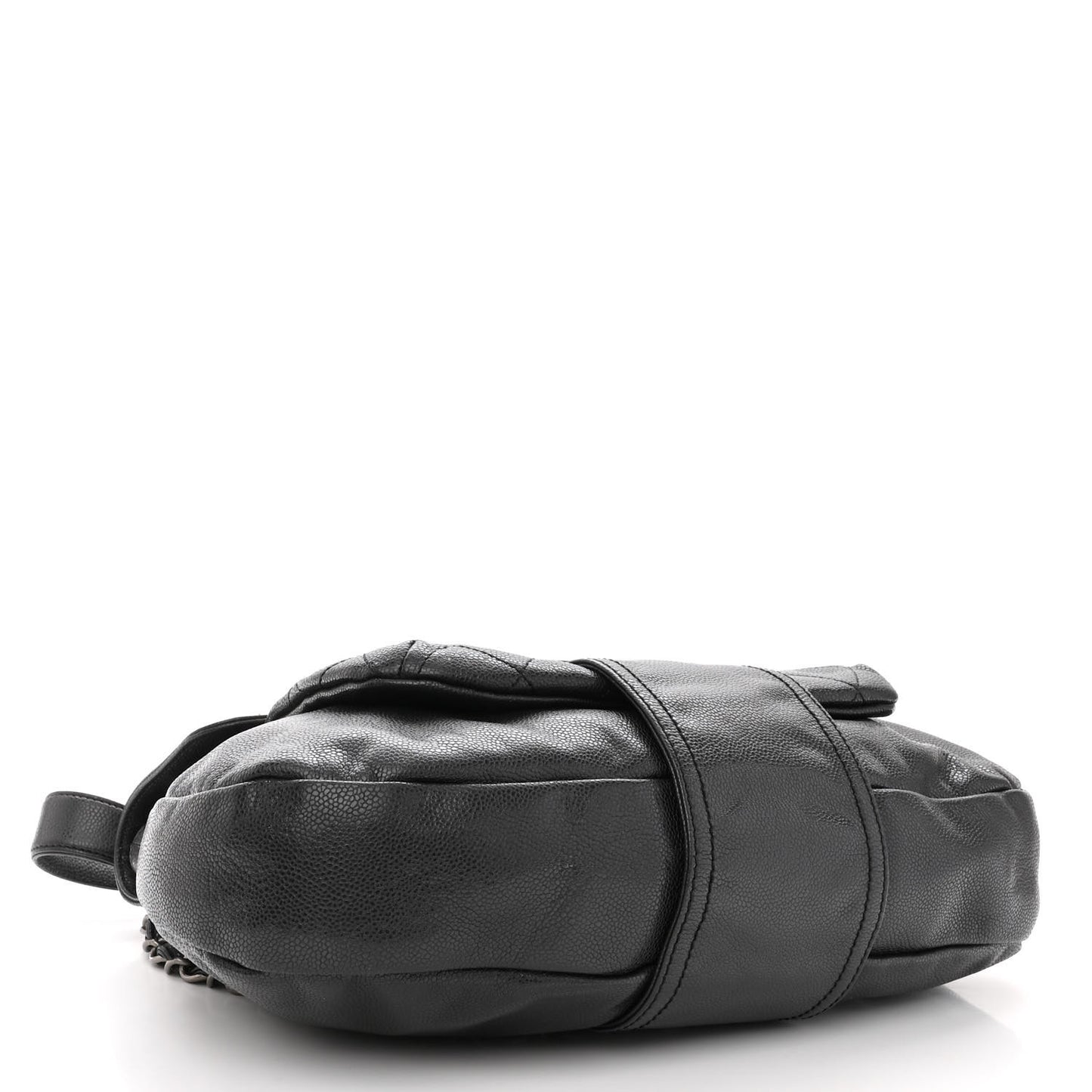 Glazed Caviar Coco Rider Flap Hobo Dark Grey