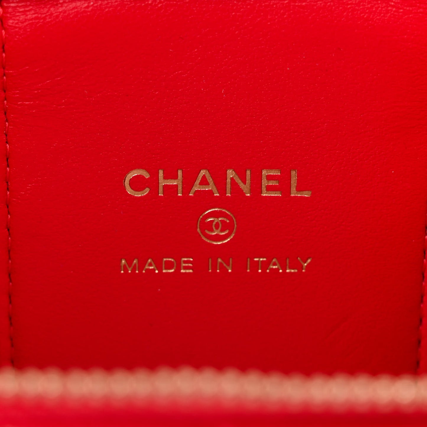 Caviar Quilted Mini Vanity Case With Chain Red