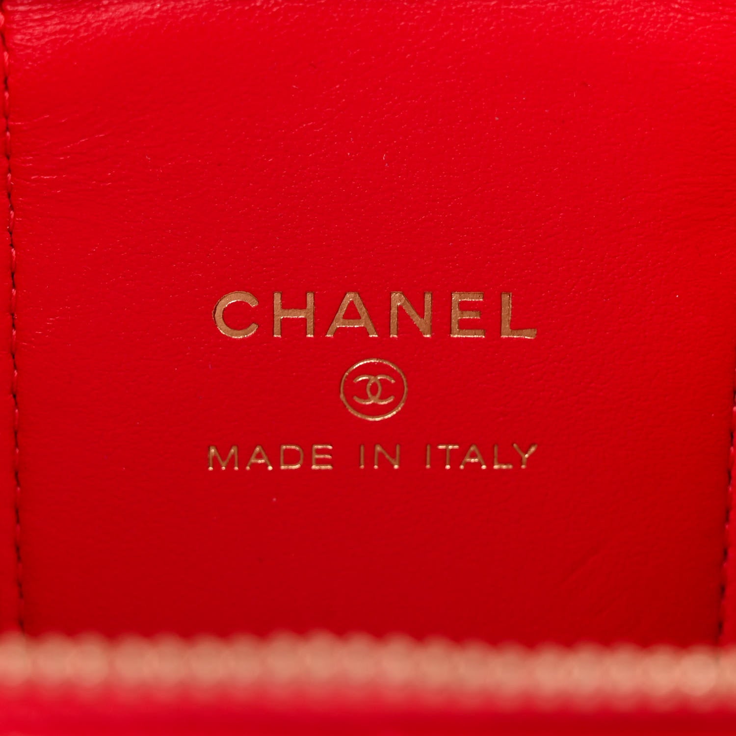 Chanel Caviar Quilted Mini Vanity Case With Chain Red 6 of 12