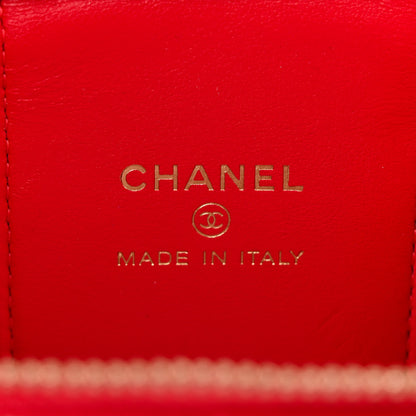 Chanel Caviar Quilted Mini Vanity Case With Chain Red 6 of 12
