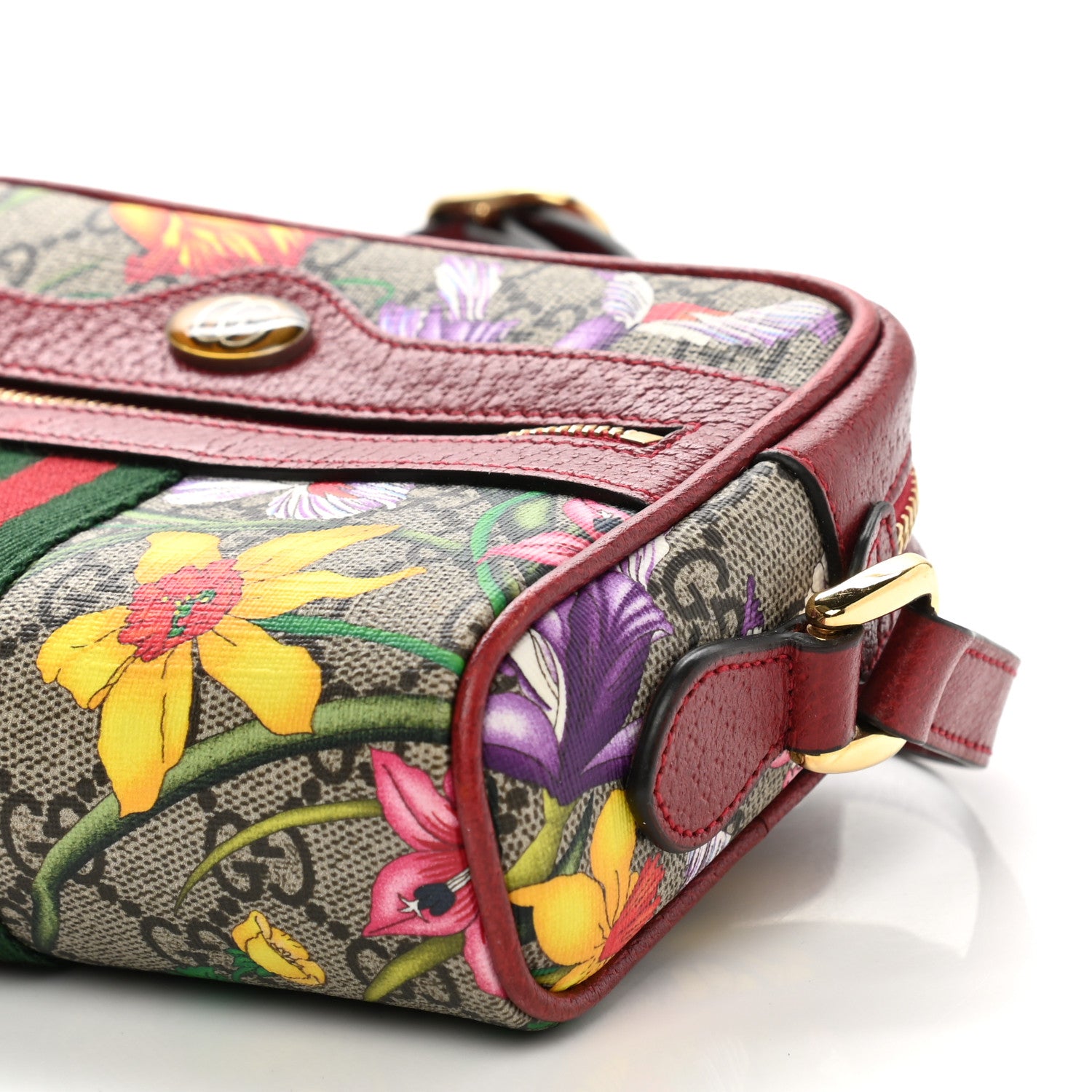 Gucci GG Supreme Monogram Flora Web Mini Ophidia Shoulder Bag Red 10 of 10