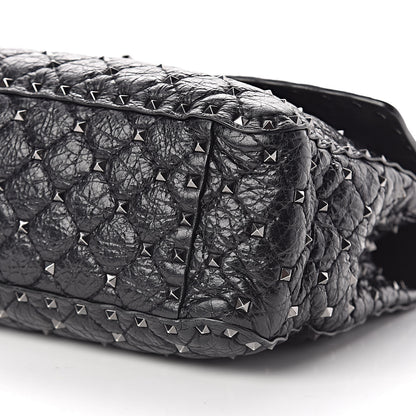 Valentino Garavani Craquele Nappa Large Rockstud Spike Shoulder Bag Black 10 of 10