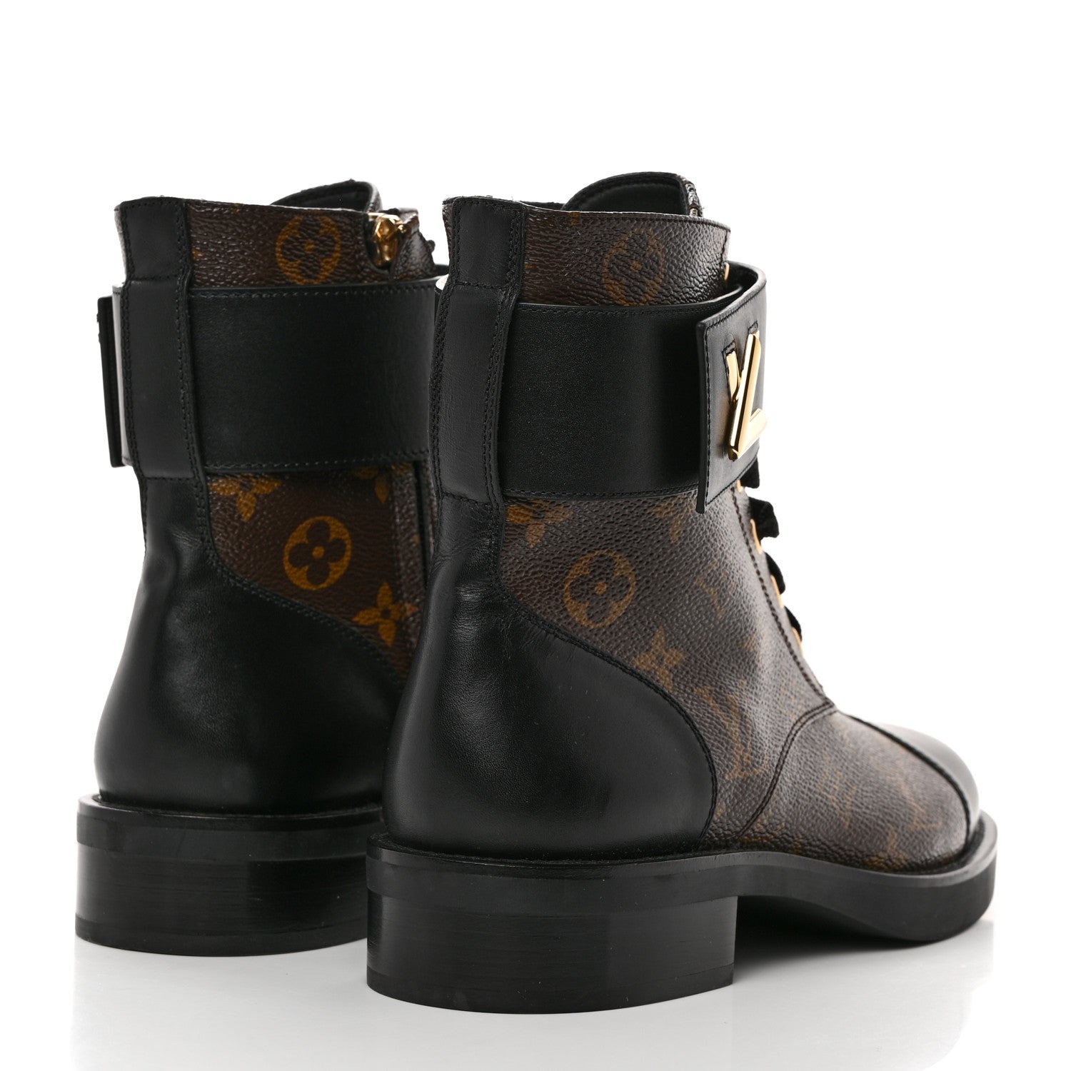 Louis Vuitton Calfskin Monogram Wonderland Flat Ranger Boots 38.5 Black 4 of 10