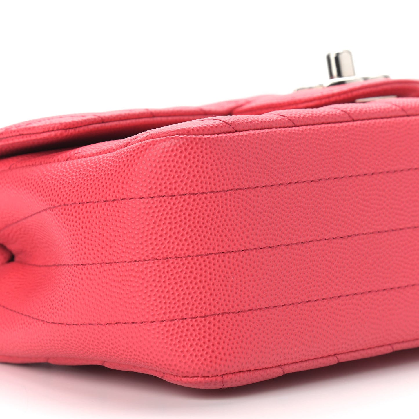 Caviar Chevron Quilted Mini Rectangular Flap Red