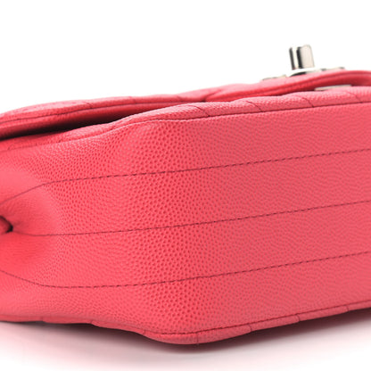 Chanel Caviar Chevron Quilted Mini Rectangular Flap Red 9 of 11