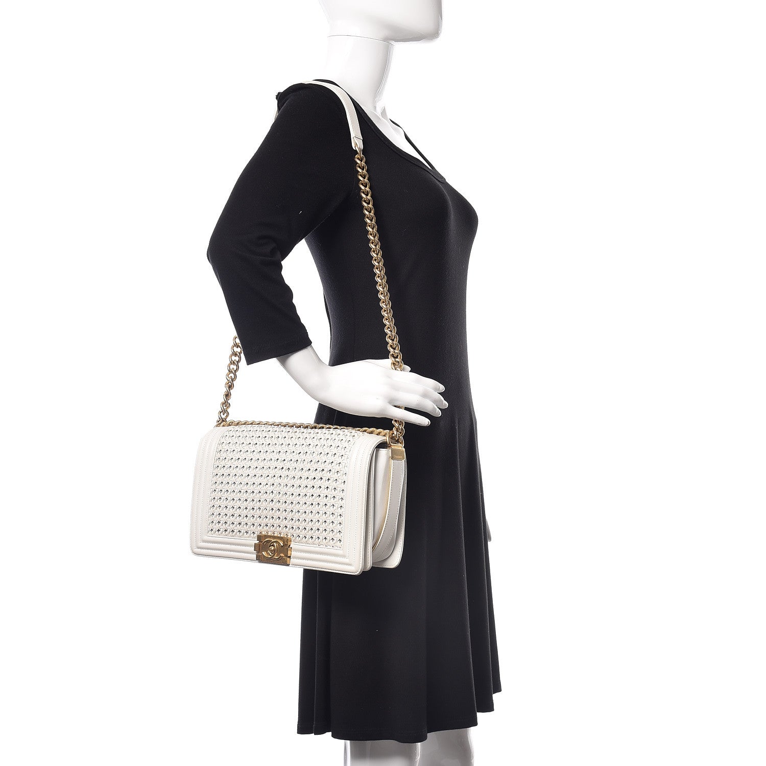 Chanel Sheepskin Braided New Medium Boy Reverso Flap White 2 of 11