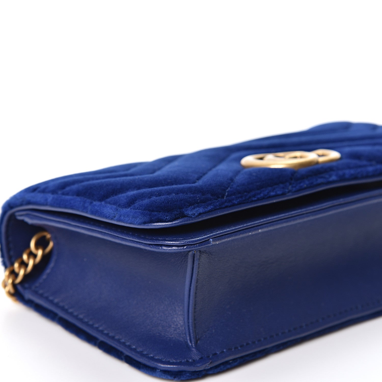 Gucci Velvet Matelasse GG Marmont Mini Bag Cobalt Blue 6 of 9