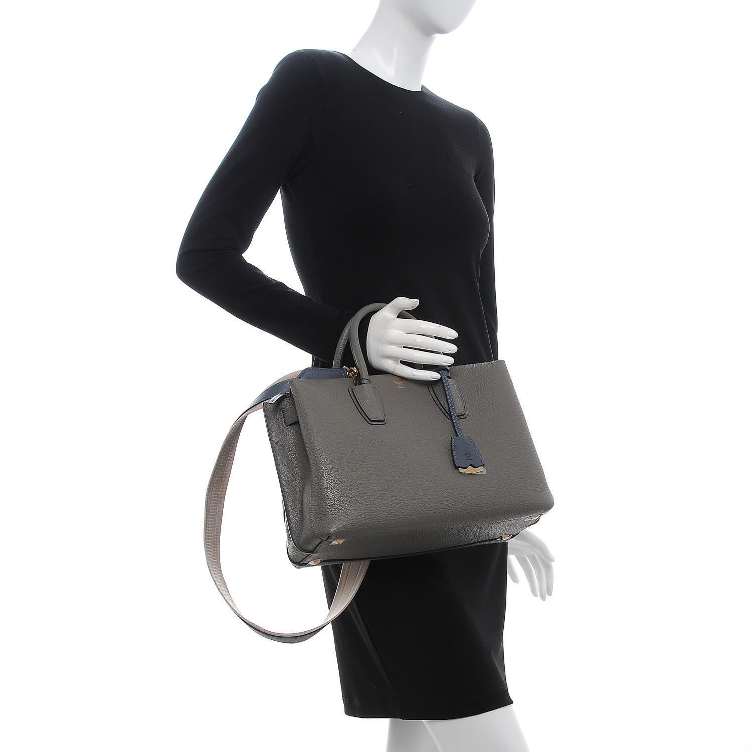 MCM Grained Calfskin Medium Milla Tote Bungee Cord 3 of 12