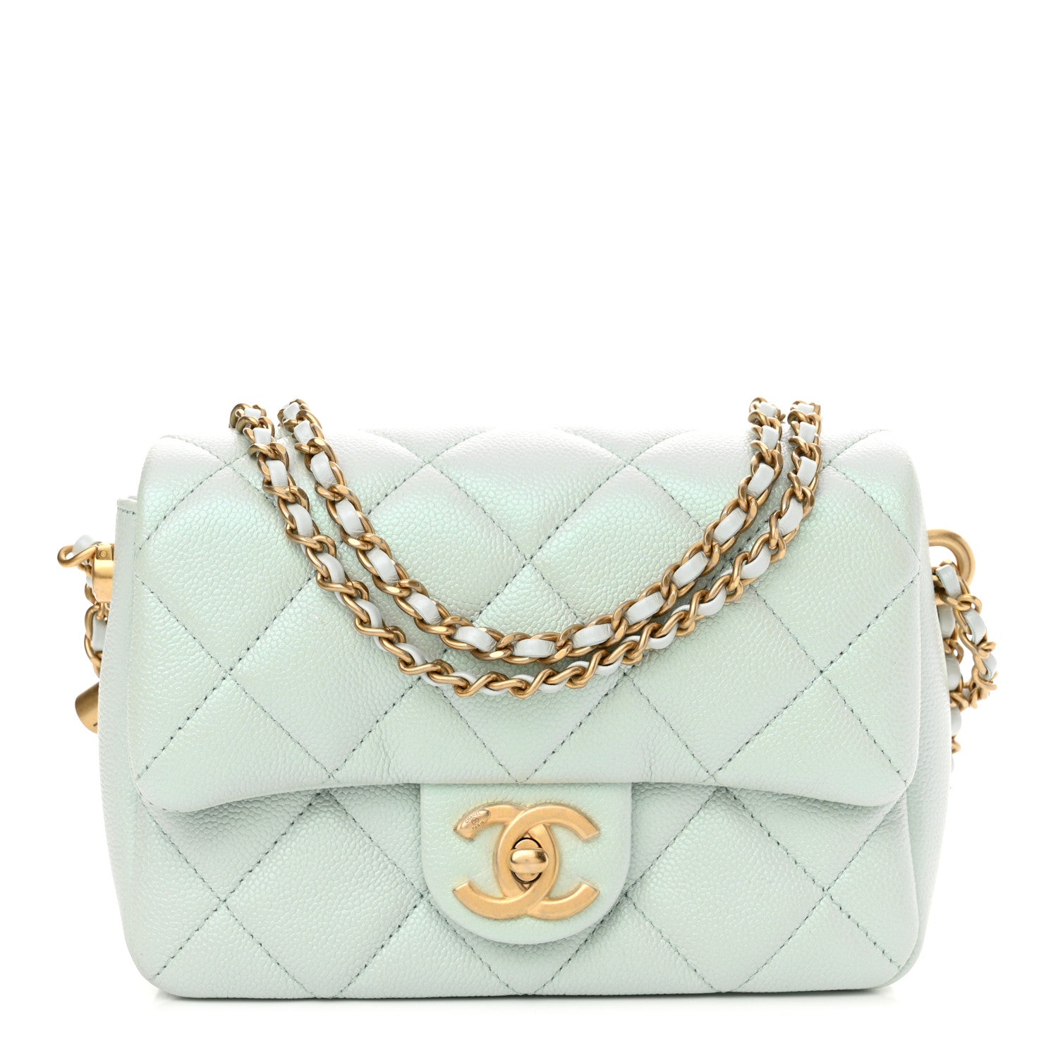 Chanel Iridescent Caviar Quilted Mini My Perfect Flap Light Green 1 of 11