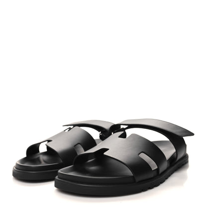 Hermes Calfskin Mens Chypre Sandals 43 Black 3 of 8