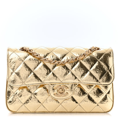 Chanel Hammered Metallic Calfskin Quilted Small Double Flap Gold 1 of 11