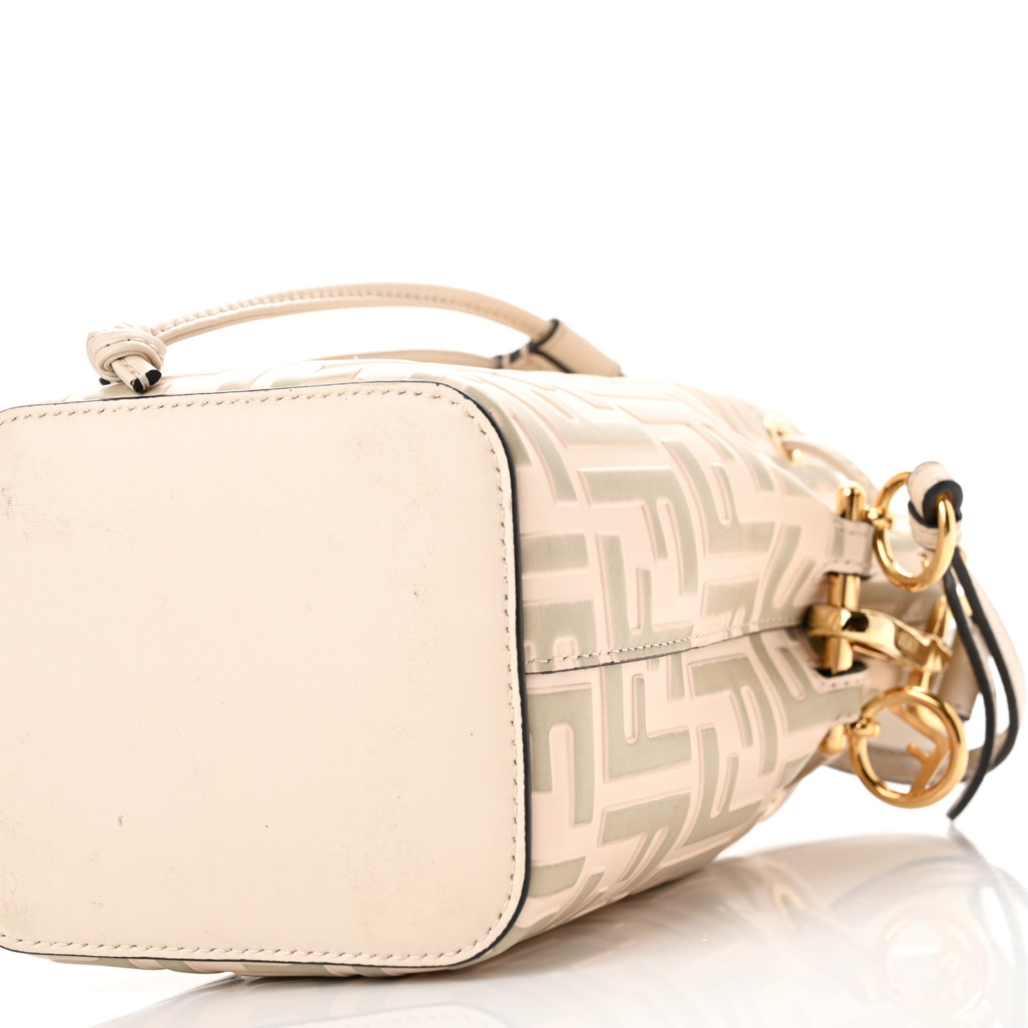 Vitello Liberty F is Fendi Bi-Color FF 1974 Embossed Mini Mon Tresor Bucket Bag Camelia Mandorlo