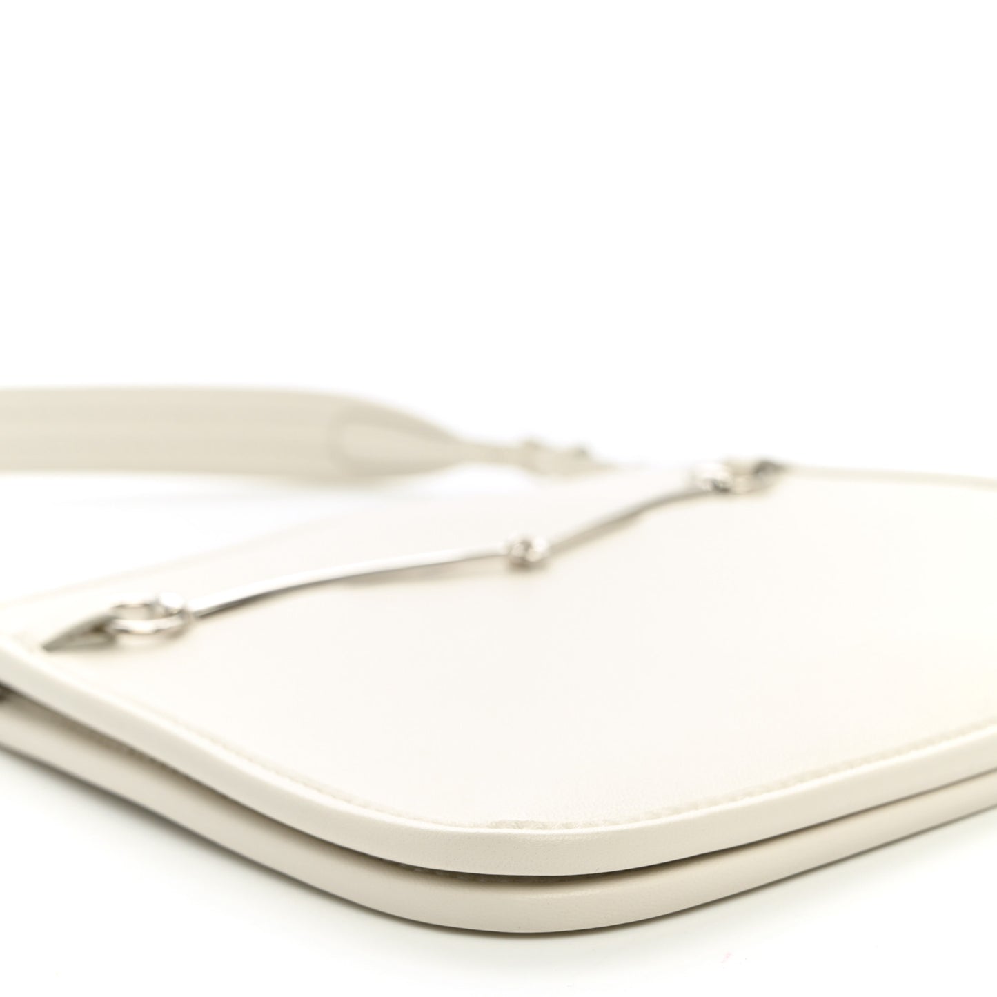 Calfskin Horsebit Slim Shoulder Bag White