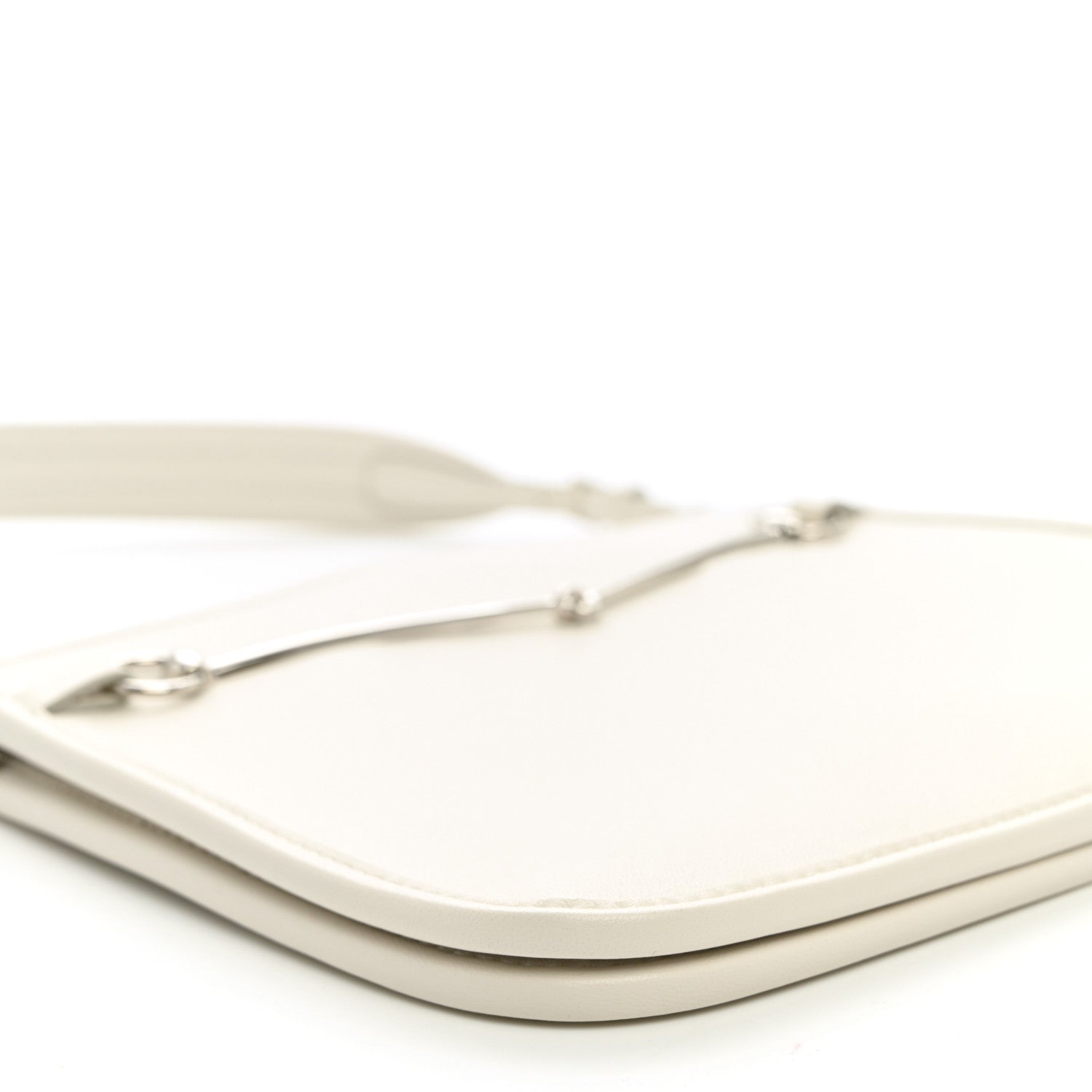 Gucci Calfskin Horsebit Slim Shoulder Bag White 9 of 10