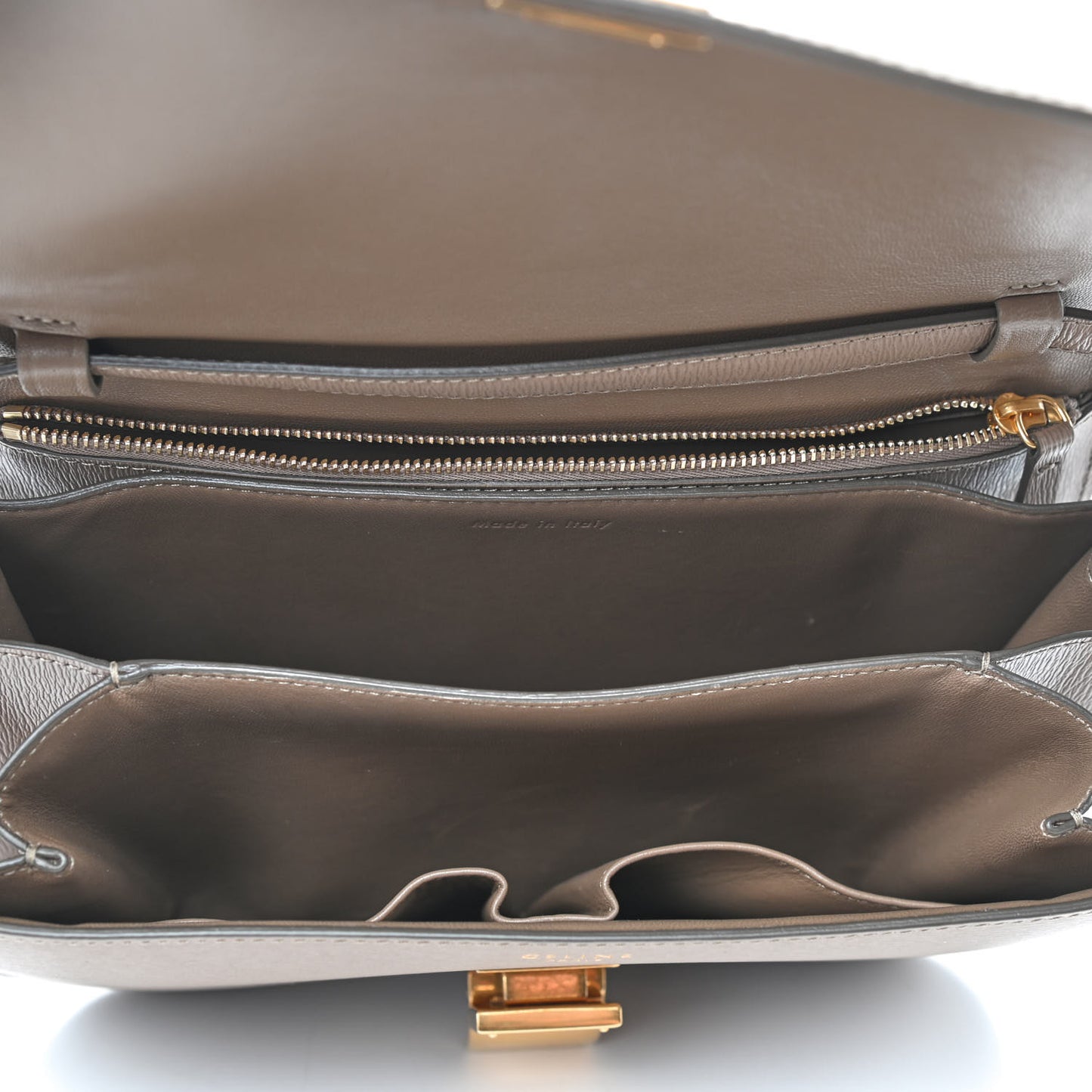 Liege Calfskin Medium Classic Box Flap Bag Taupe