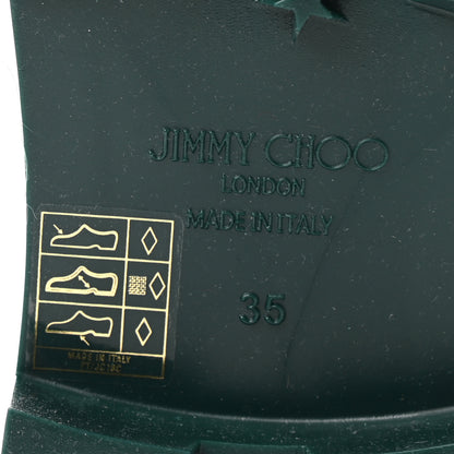 Jimmy Choo Rubber Yael Flat Rain Boots 35 Dark Green 7 of 8