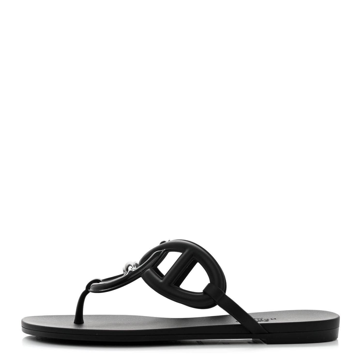Hermes Rubber Womens Egerie Sandals 36 Black 1 of 9