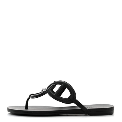 Hermes Rubber Womens Egerie Sandals 36 Black 1 of 9