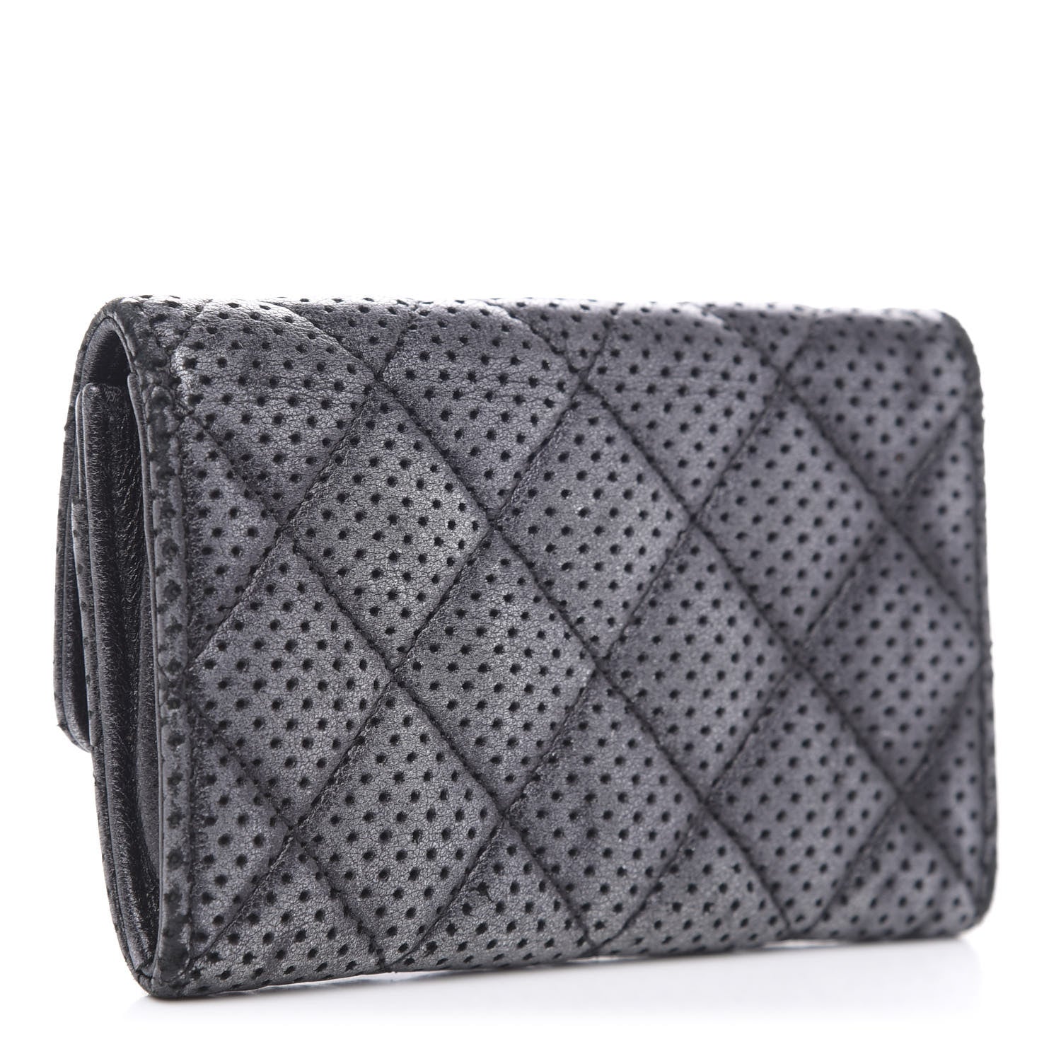 Chanel Lambskin Perforated Quilted Card Holder Grey 3 of 11
