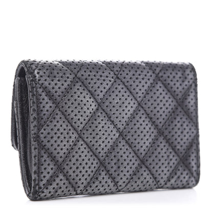 Chanel Lambskin Perforated Quilted Card Holder Grey 3 of 11
