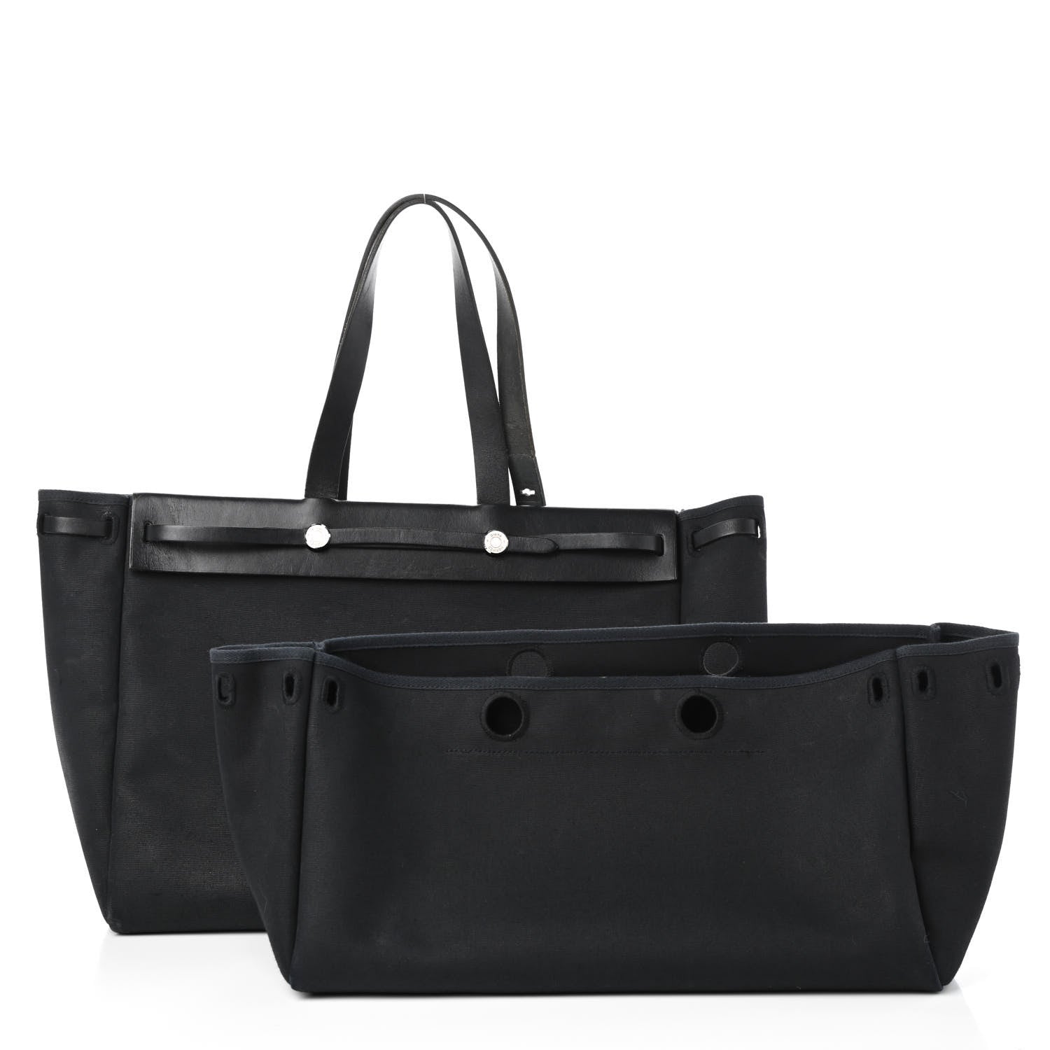 Hermes Toile Vache Hunter Herbag Cabas MM Black 2 of 11