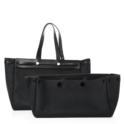 Hermes Toile Vache Hunter Herbag Cabas MM Black 2 of 11