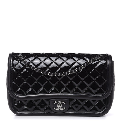 Chanel Patent Quilted Jumbo Classic Twist Flap Bag Black 1 of 10