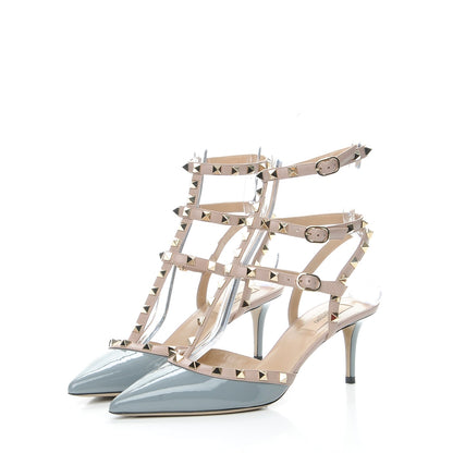 Valentino Garavani Patent Nappa Rockstud Ankle Strap 65mmPumps 40 Light Stone Poudre 3 of 9