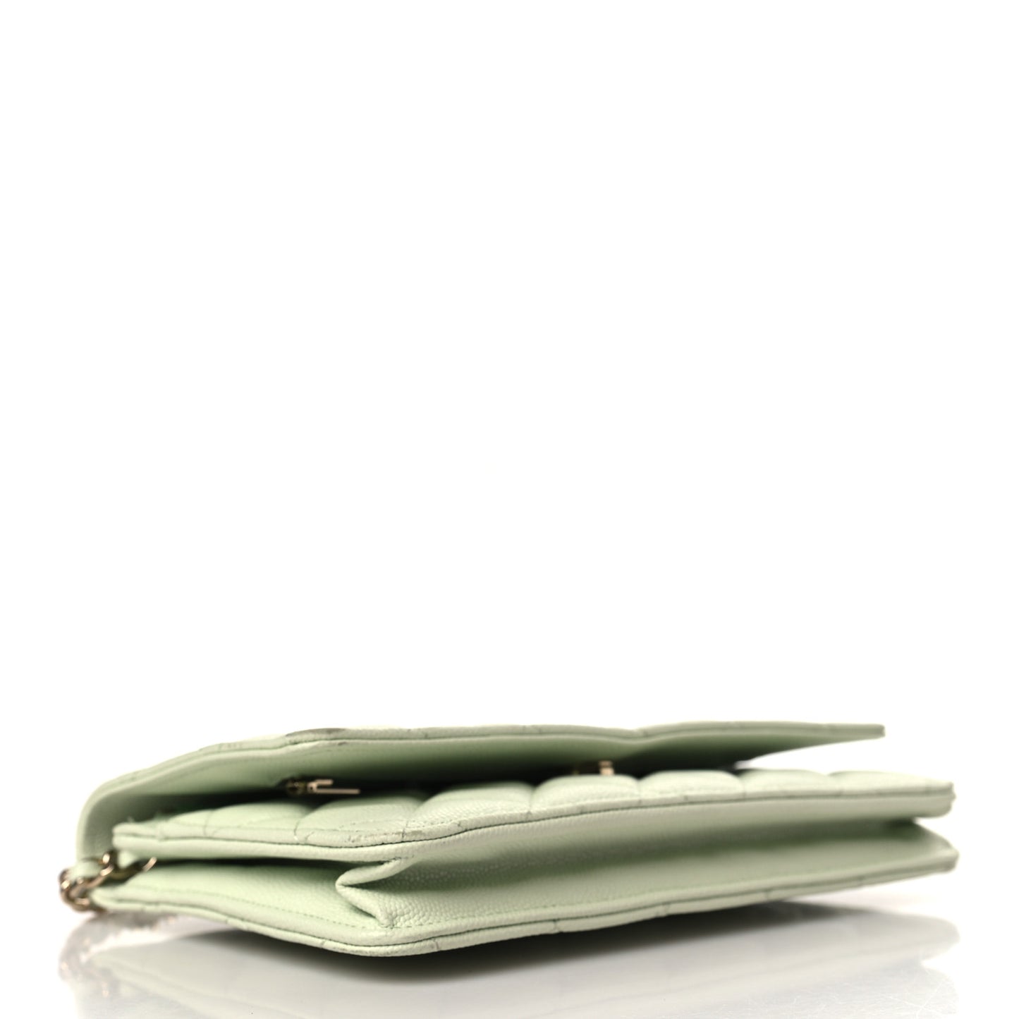 Caviar Quilted Wallet On Chain WOC Light Green