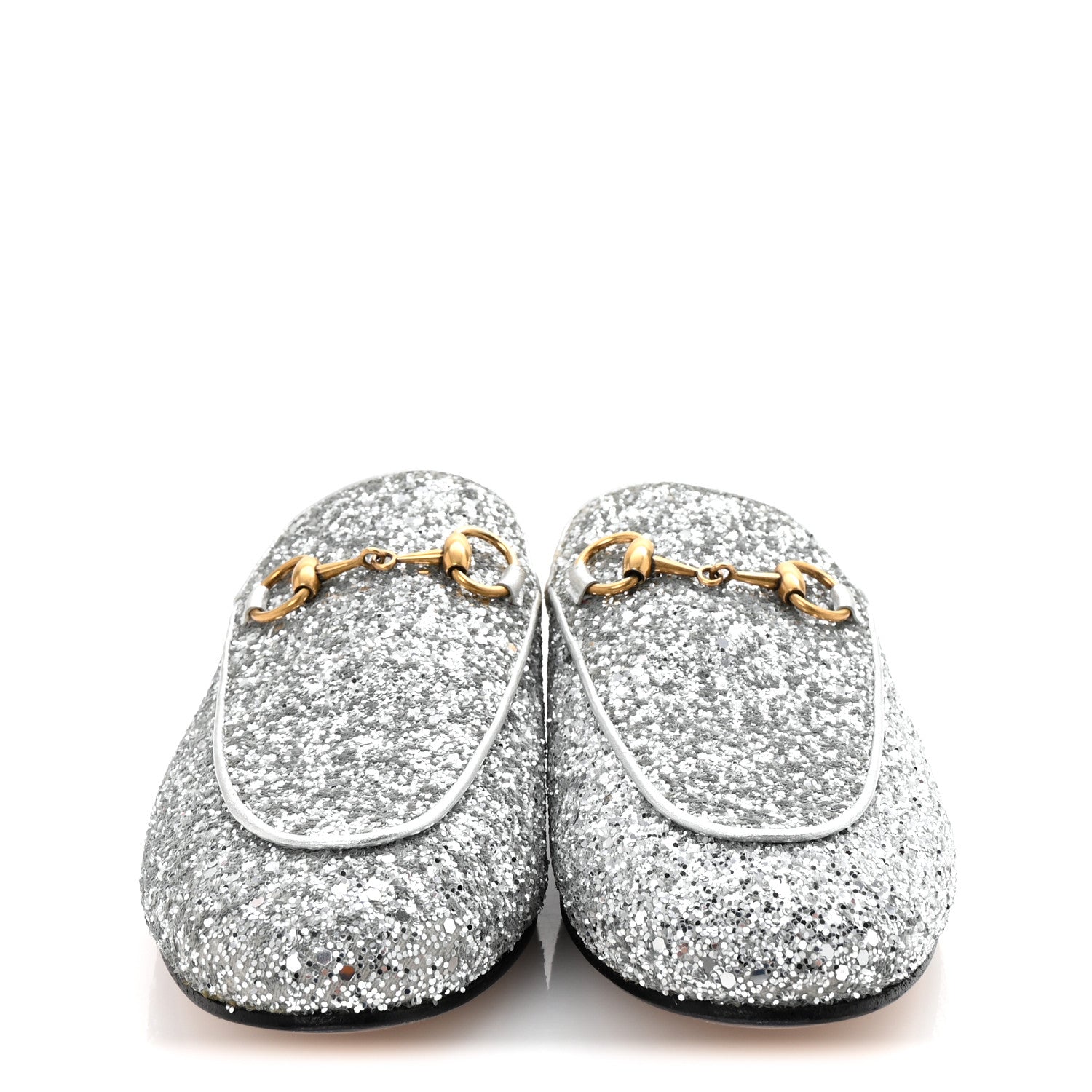 Gucci Glitter Womens Princetown Slippers 36.5 Silver 3 of 9
