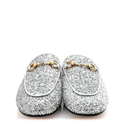 Gucci Glitter Womens Princetown Slippers 36.5 Silver 3 of 9