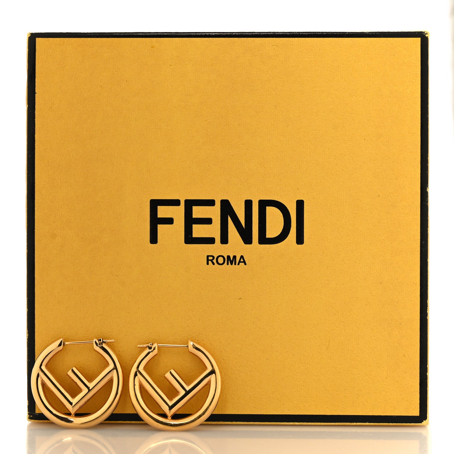 Metal FF Hoop Earrings Gold