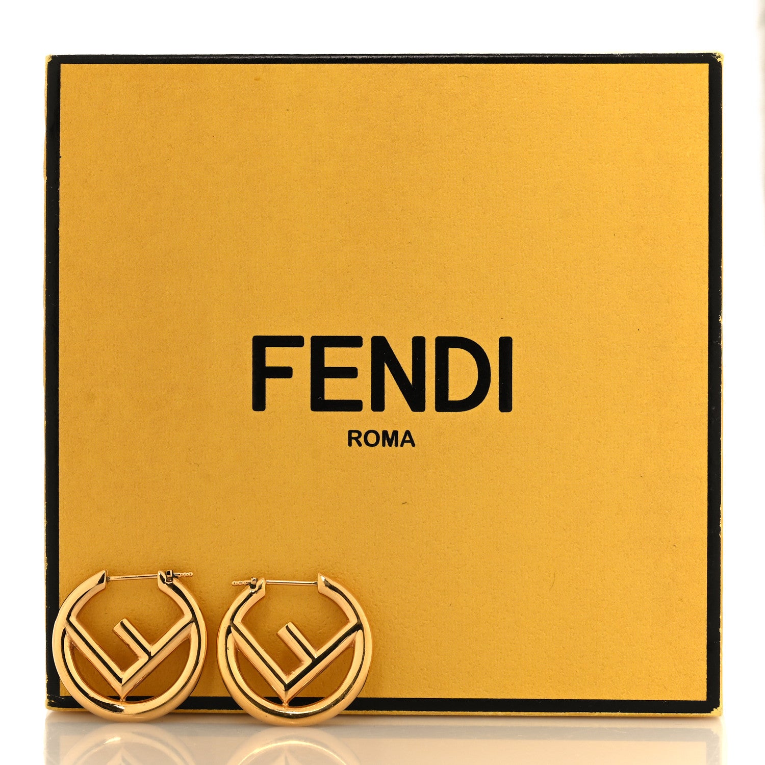 Fendi Metal FF Hoop Earrings Gold 5 of 5