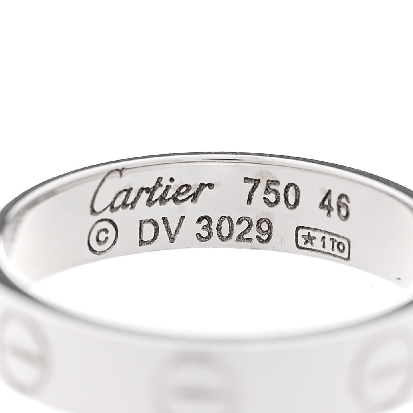 18K White Gold 3.5mm LOVE Wedding Band Ring 46 3.75