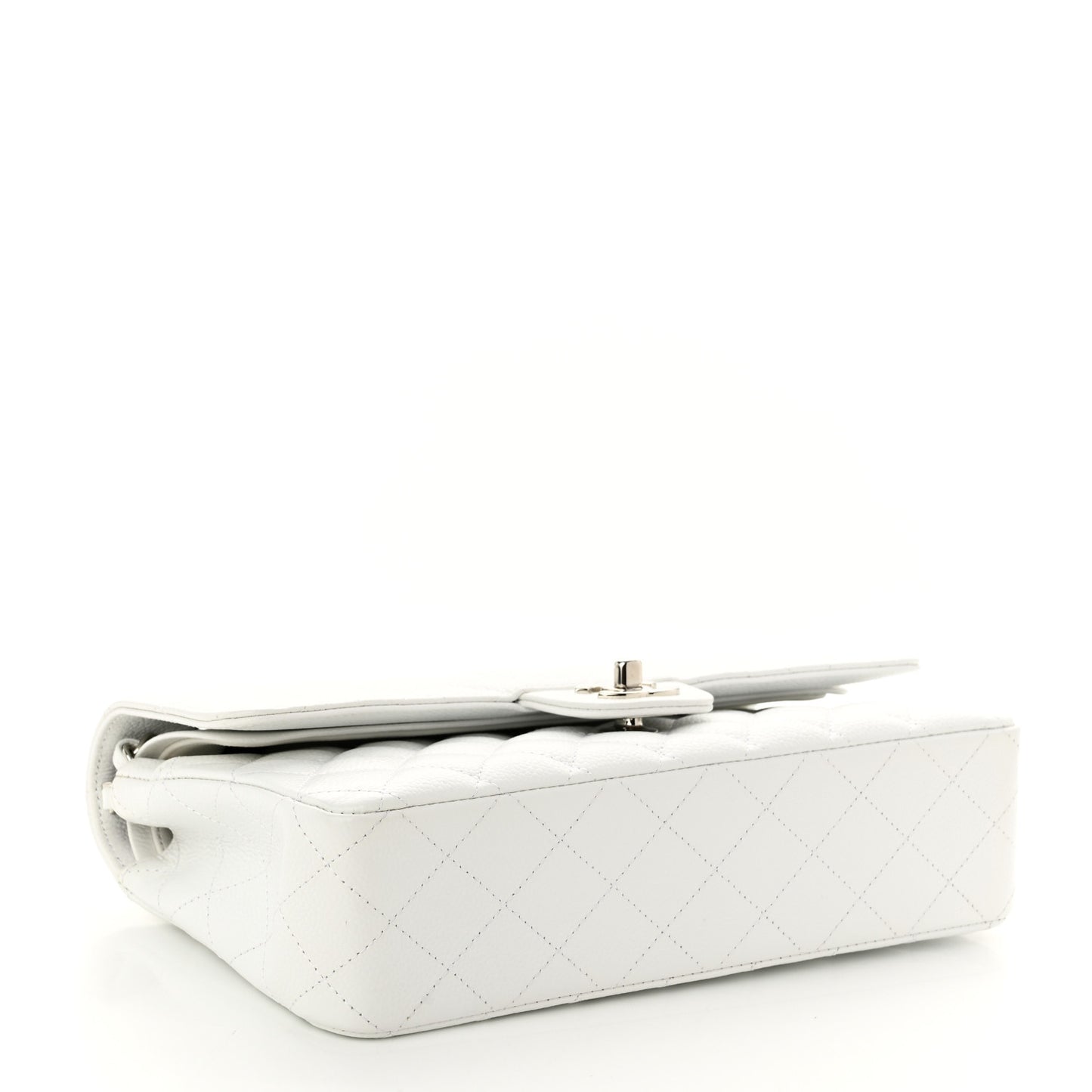 Caviar Quilted Medium Double Flap White