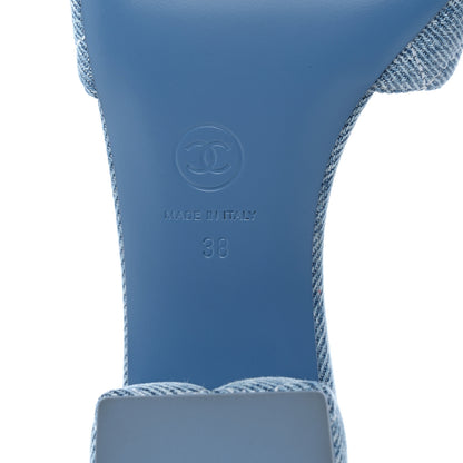 Chanel Denim Quilted Mules 38 Blue 7 of 10
