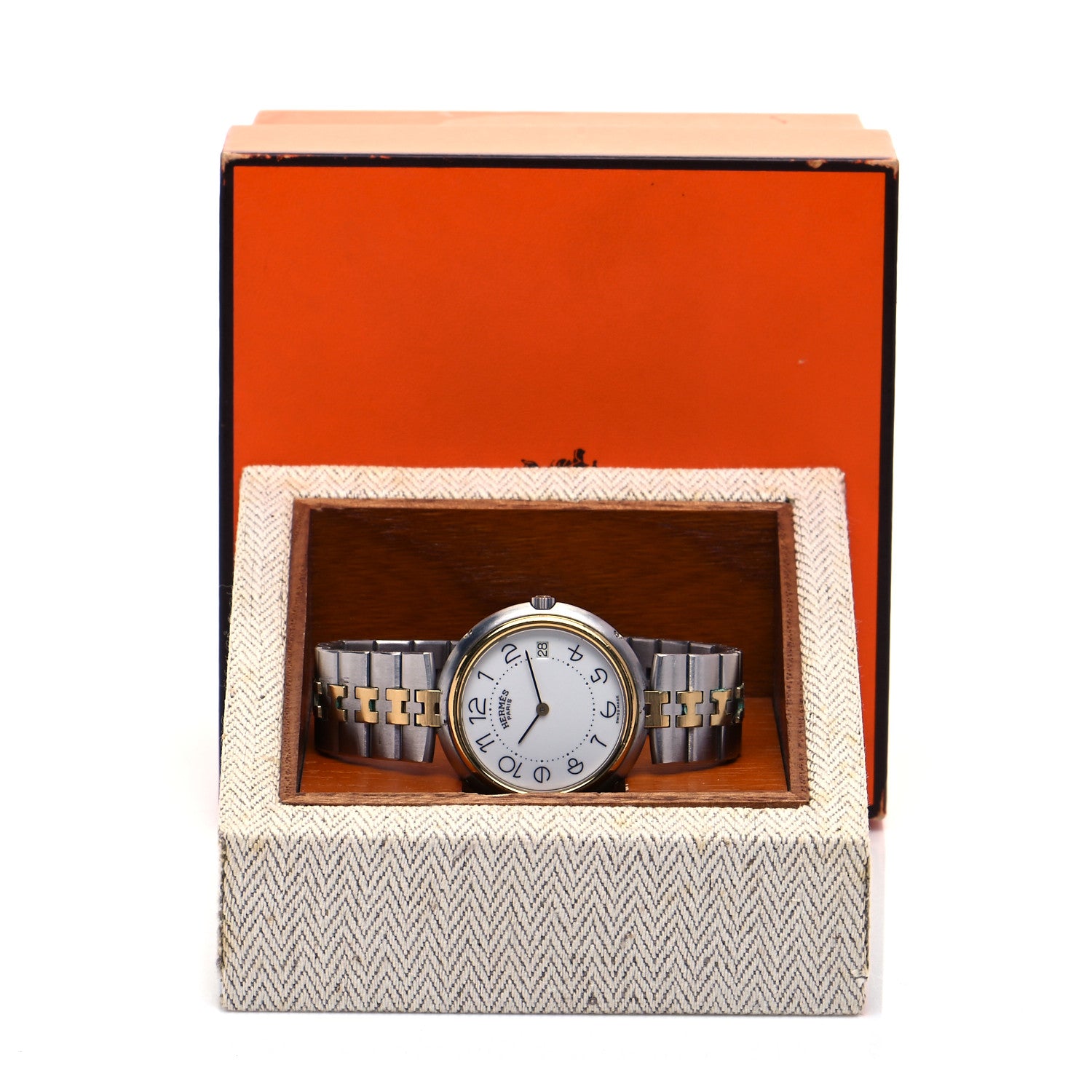 Hermes Stainless Steel 33mm Clipper Quartz Watch White 6 of 6