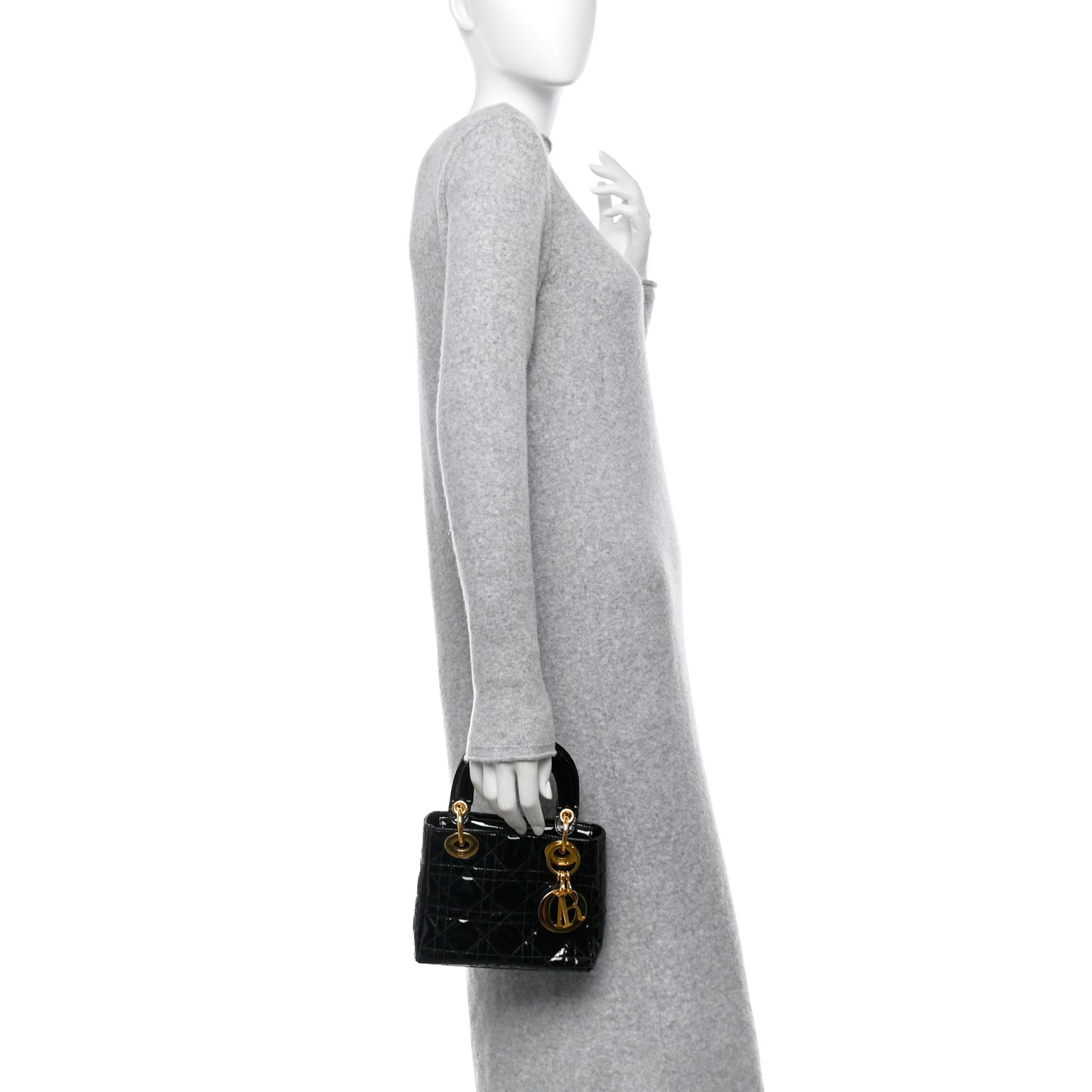 Patent Cannage Mini Lady Dior Black