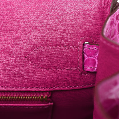 Hermes Shiny Porosus Crocodile Birkin 30 Rose Scheherazade 13 of 30