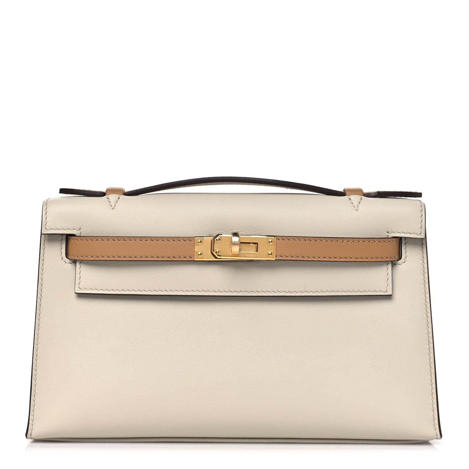 Hermes Swift Horseshoe Kelly Pochette Clutch Nata Biscuit 1 of 11