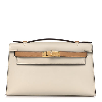 Hermes Swift Horseshoe Kelly Pochette Clutch Nata Biscuit 1 of 11