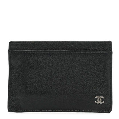 Chanel Grained Calfskin CC Card Holder Black 1 of 10