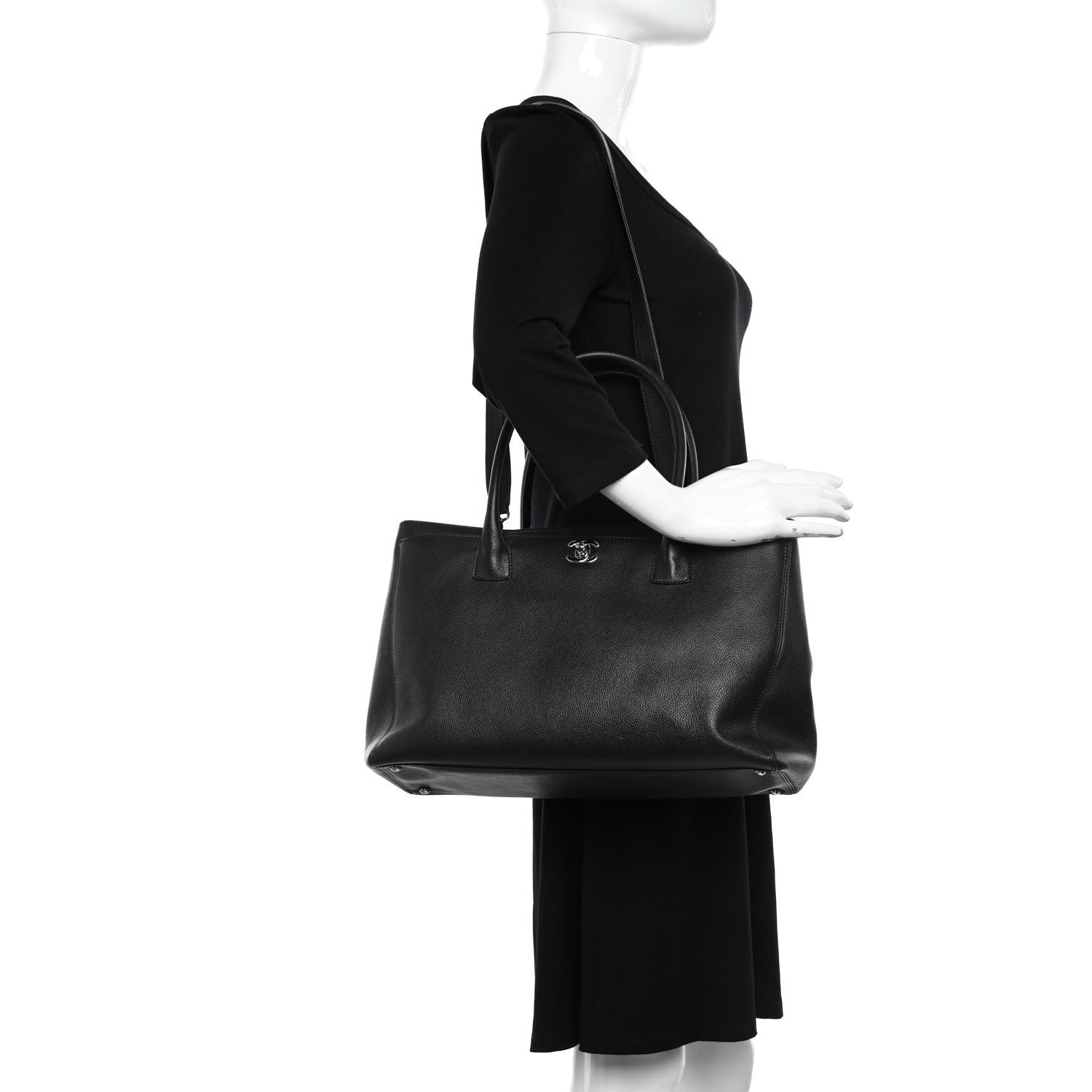 Chanel Calfskin Cerf Executive Shopper Tote Black 2 of 12