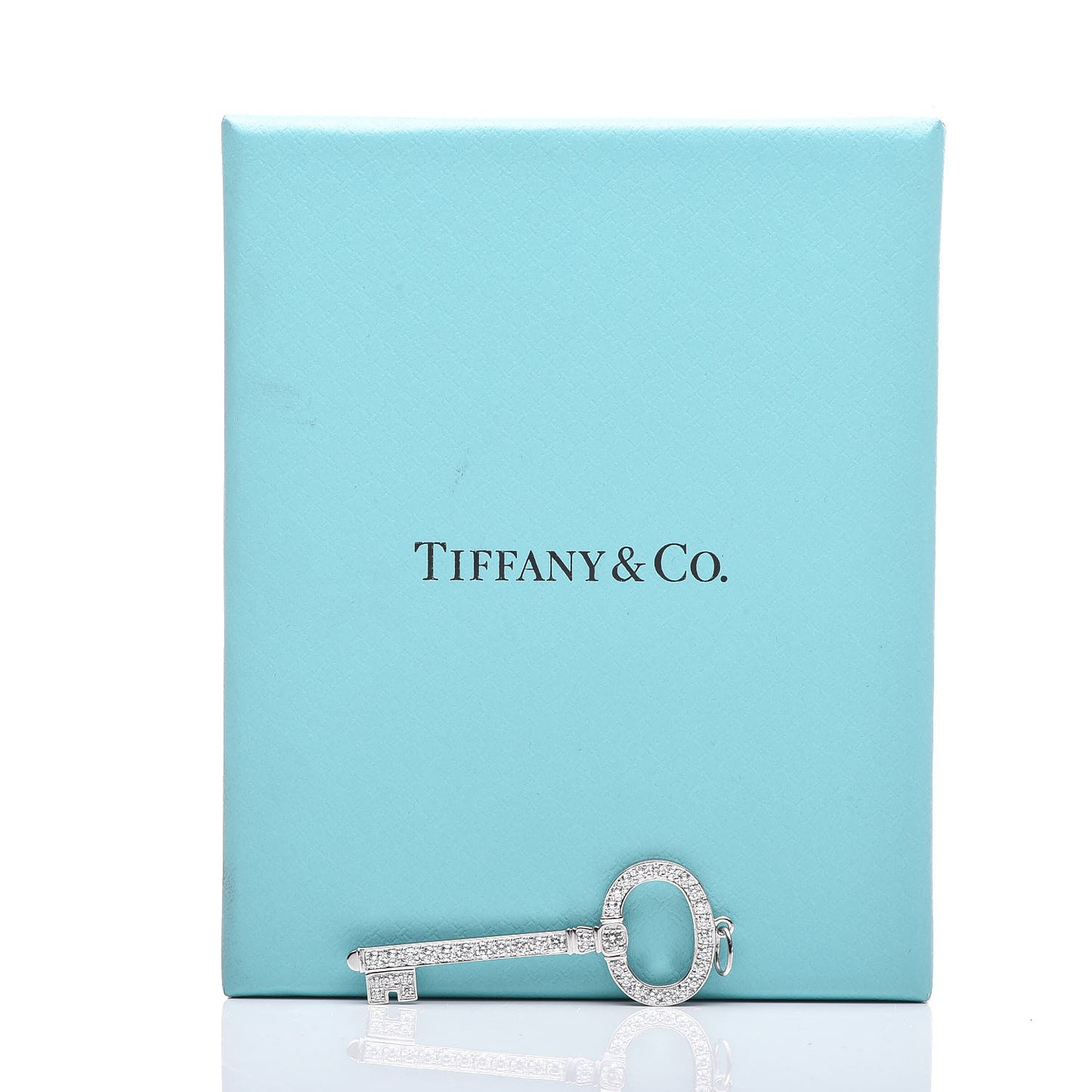 Platinum Diamond Oval Key Charm Pendant